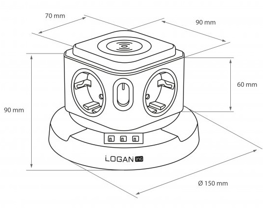 Сетевой фильтр (удлинитель) Logan WSB4-2 Wireless Charger White / изоборажение №2