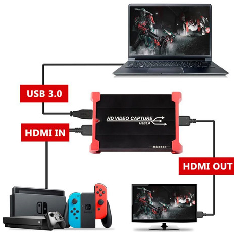 Карта видеозахвата MiraBox HSV321 HDMI 4k 30hz/USB 3.0 1080p 60hz black/red / изоборажение №1