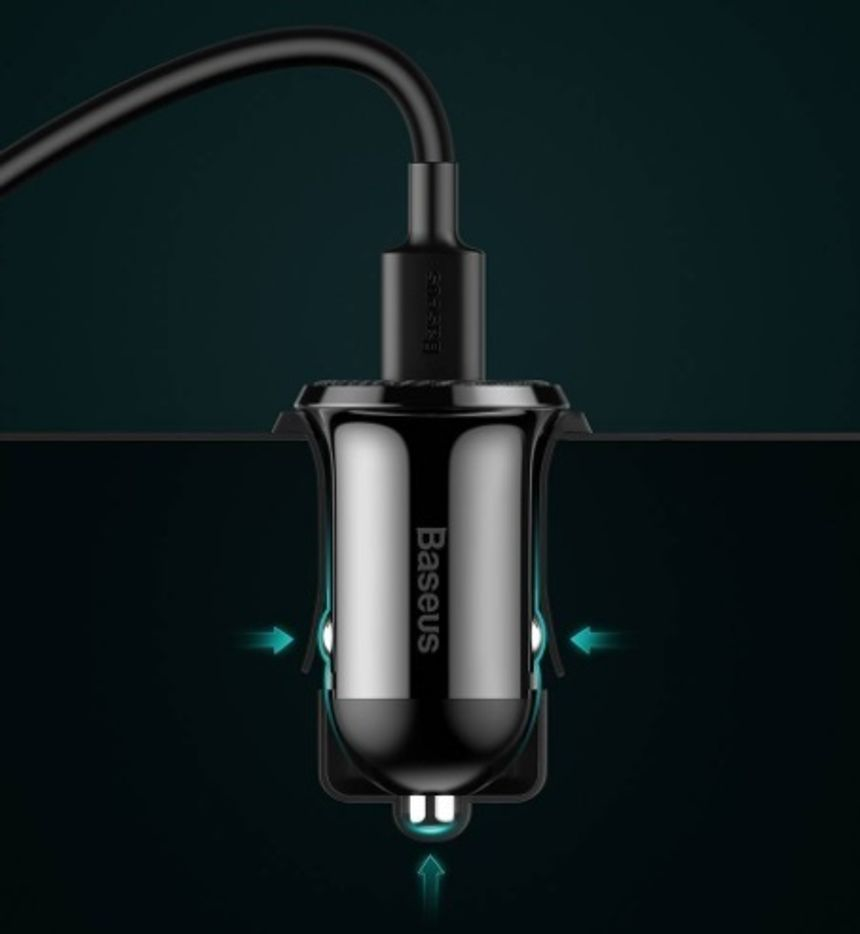Автомобильное зарядное устройство Baseus Grain Pro Car Charger Dual USB 4.8A Black (CCALLP-01) / изоборажение №1