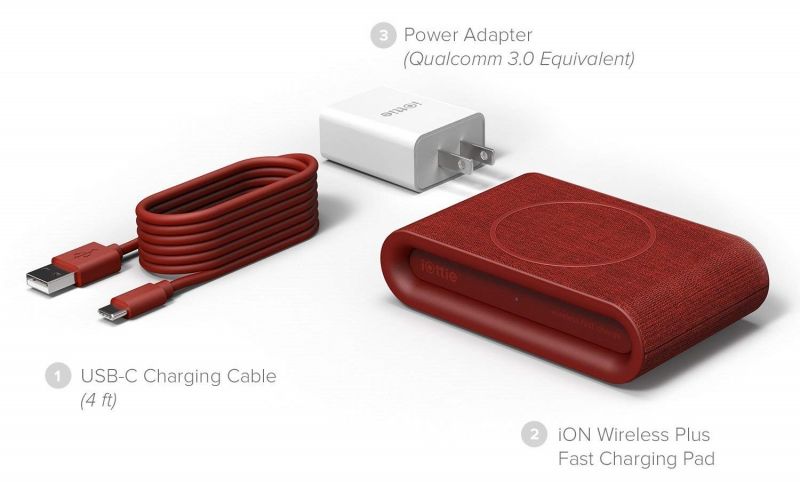 Беспроводное (индукционное) зарядное устройство iOttie iON Wireless Plus Fast Charging Pad Red (CHWRIO105RD) / изоборажение №7