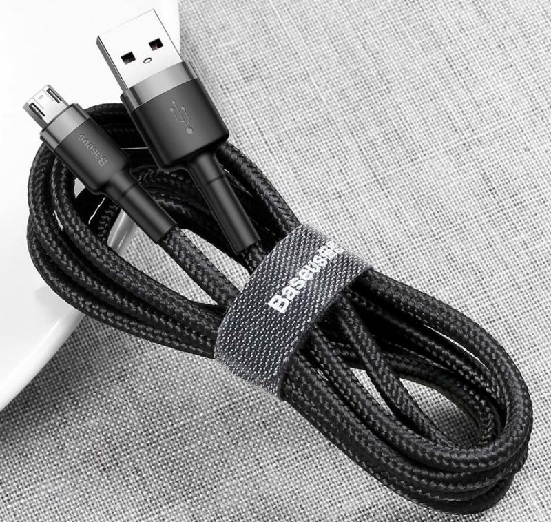 USB Кабель Baseus Сafule micro USB Cable 2m Grey/Black (CAMKLF-CG1) / зображення №1