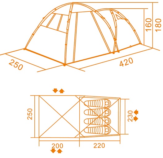 Параметры палатки Кемпинг Together 4 PE