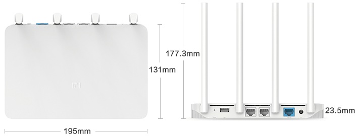 Размеры роутера Xiaomi Mi WiFi Router 3