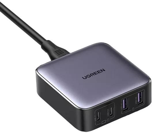 Сетевое зарядное устройство Ugreen CD327 65w 2xUSB-C/2xUSB-A ports fast charger grey (90747) - фото 2