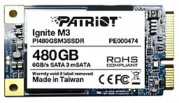 SSD Накопитель Patriot Ignite M3 480 GB mSATA (PI480GSM3SSDR)