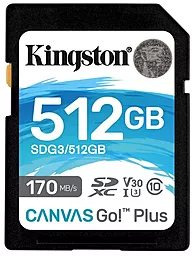 Карта памяти Kingston SDXC 512GB Canvas Go Plus Class 10 UHS-I U3 V30 A2 (SDG3/512GB)
