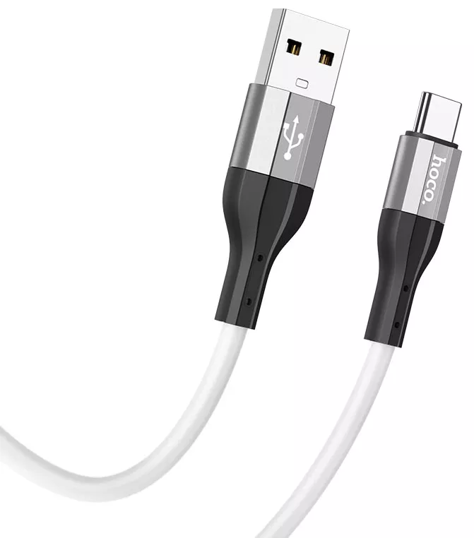 Кабель Hoco X72 Creator USB-A - Type-C Silicone Charging Data 15w 3a 1м cable White - фото 2