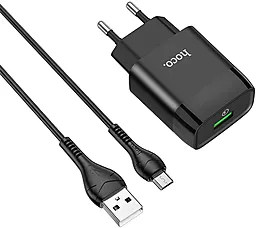 Сетевое зарядное устройство Hoco C72A Glorious 2.1a home charger + micro USB cable black - фото Сетевое зарядное устройство Hoco C72A Glorious 2.1a home charger + micro USB cable black