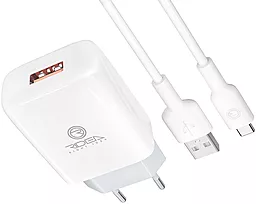 Сетевое зарядное устройство Ridea RW-11211 Element 10.5W 2.1A USB-A + USB-C cable White