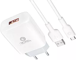 Сетевое зарядное устройство Ridea RW-11211 Element 2.1a home charger + USB-C cable White - фото Сетевое зарядное устройство Ridea RW-11211 Element 2.1a home charger + USB-C cable White