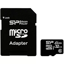 Карта памяти Silicon Power microSDHC 32GB Elite Class 10 UHS-I U1 + SD-адаптер (SP032GBSTHBU1V10SP)