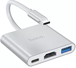 Мультипортовий Type-C хаб Hoco HB14 Easy use USB-C -> 1xUSB3.0, 1xHDMI, 1xPD 3A 67W 0.15м - мініатюра 3