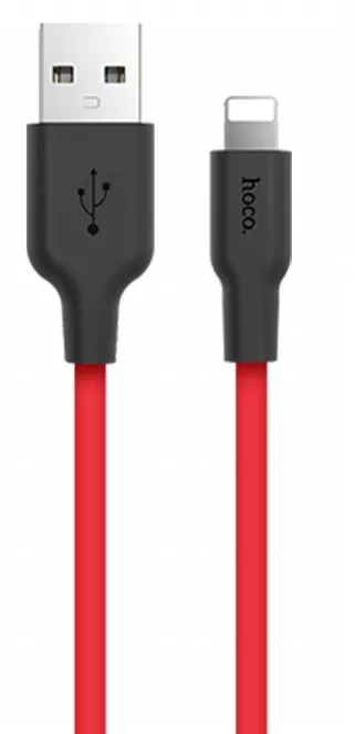 Кабель USB Hoco X21 Plus Silicone Lightning Cable Black/Red - фото 1
