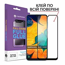 Защитное стекло MAKE Full Cover Full Glue Samsung Galaxy A30, A50, M30 Black (MGFSA30)