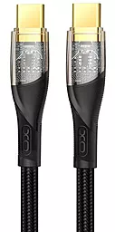 Кабель XO NB-Q223B Transparent Gold Plated Series USB Type-C - Type-C 60w 3a 1м PD cable Black - фото Кабель XO NB-Q223B Transparent Gold Plated Series USB Type-C - Type-C 60w 3a 1м PD cable Black