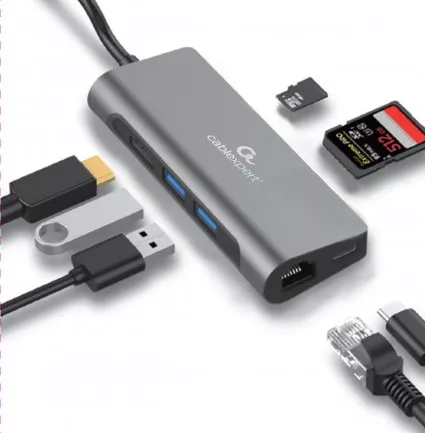 USB Type-C хаб Cablexpert 5in1 Grey - фото 3