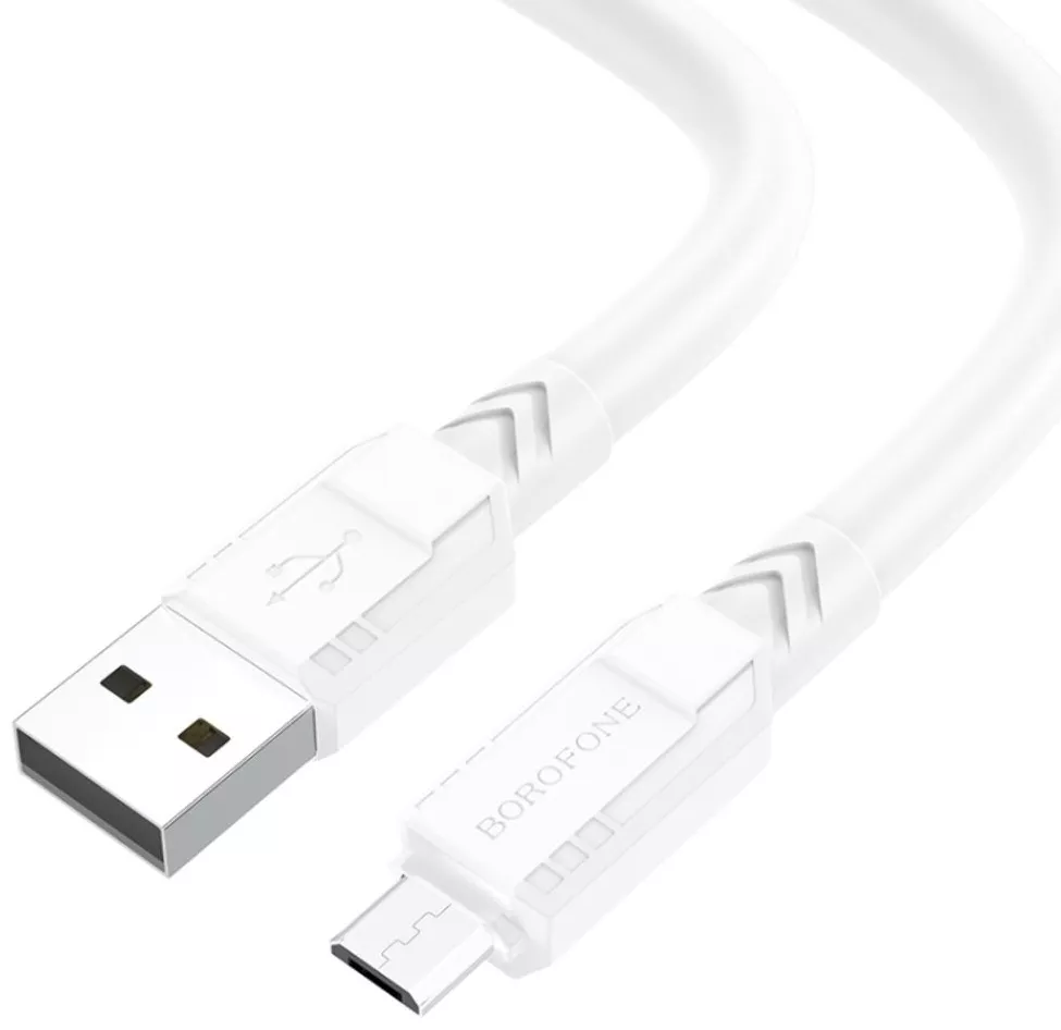 Кабель Borofone BX81 Goodway USB-A - micro USB 12w 2.4a 1м cable White - фото 1