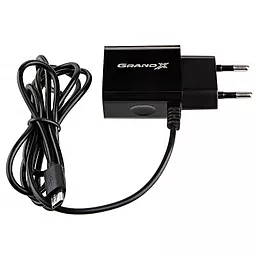 Сетевое зарядное устройство Grand-X 18w QC3.0 2xUSB-A ports home charger + micro USB cable black (CH-65B) - миниатюра 3