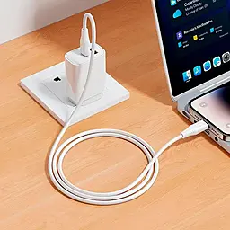 Кабель Hoco X124 Bien silicone USB-C - Lightning 27w 3a 1м PD cable White - фото Кабель Hoco X124 Bien silicone USB-C - Lightning 27w 3a 1м PD cable White