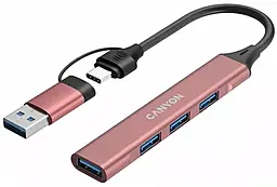 USB Type-C + USB-A хаб Canyon DS-02 4in1 USB-A/C pink (CNS-TDS02P) - фото USB Type-C + USB-A хаб Canyon DS-02 4in1 USB-A/C pink (CNS-TDS02P)