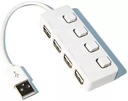 USB-A хаб Lapara LA-SLED4 USB - 4xUSB 2.0 с вимикачами ON/OFF Білий - мініатюра 2