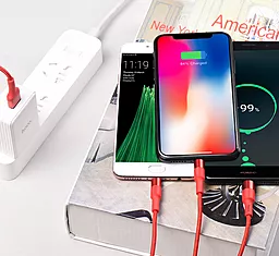 Універсальний кабель Hoco X26 Xpress 3-in-1 USB-A to Type-C/Lightning/micro USB 10w 1м сable Red - мініатюра 2 Універсальний кабель Hoco X26 Xpress 3-in-1 USB-A to Type-C/Lightning/micro USB 10w 1м сable Red - мініатюра 2