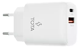 Сетевое зарядное устройство TOTa VQ-T33 PD 20w USB-C/USB-A ports charger + Lightning cable white - фото Сетевое зарядное устройство TOTa VQ-T33 PD 20w USB-C/USB-A ports charger + Lightning cable white