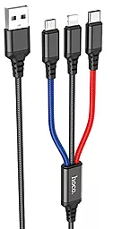 USB Кабель Hoco X76 Super 3-in-1 USB Type-C/Lightning/micro USB Cable Black