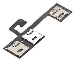 Шлейф HTC One M7 802w Dual SIM с разъемом SIM-карты и карты памяти Original