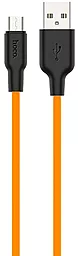Кабель Hoco X21 Plus Silicone USB-A - micro USB 12w 2.4a 1м cable Black/Orange - фото Кабель Hoco X21 Plus Silicone USB-A - micro USB 12w 2.4a 1м cable Black/Orange