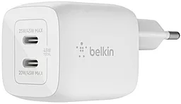 Мережевий зарядний пристрій Belkin 45w GaN 2xUSB-C ports fast charger white (WCH011VFWH) - фото Мережевий зарядний пристрій Belkin 45w GaN 2xUSB-C ports fast charger white (WCH011VFWH)