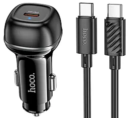Автомобільний зарядний пристрій Hoco Z58 Rank 30w PD USB-C fast charger + USB-C to USB-C cable black - фото Автомобільний зарядний пристрій Hoco Z58 Rank 30w PD USB-C fast charger + USB-C to USB-C cable black