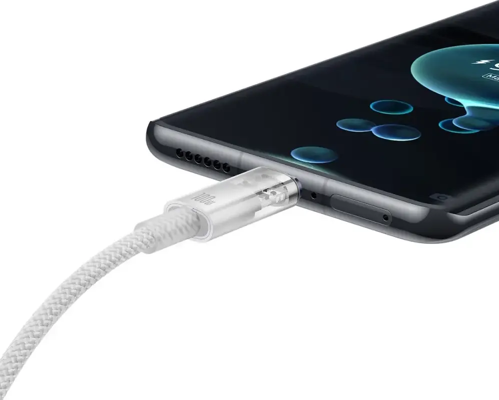 Кабель Baseus Smart Temperature Control USB-A - Type-C 100w 5a 2м cable White (CATS010502) - фото 7