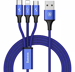 Кабель USB Baseus Rapid 3-in-1 USB to Type-C/Lightning/micro USB cable blue (CAMLT-SU13) - миниатюра 2