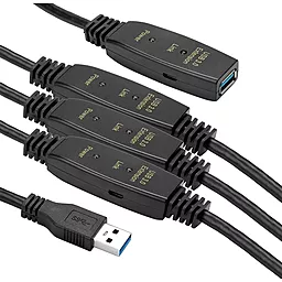 Шлейф (Кабель) PowerPlant USB 3.0 AM - USB 3.0 AF 30м чорний (CA912872) - фото Шлейф (Кабель) PowerPlant USB 3.0 AM - USB 3.0 AF 30м чорний (CA912872)