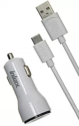 Автомобільний зарядний пристрій з швидкою зарядкою Inkax 1 USB 2.1A QC 2.0 +Type-C cable White (CD-22)