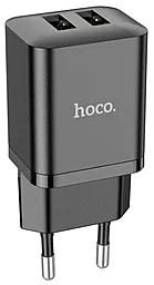 Сетевое зарядное устройство Hoco N25 2.1a 2xUSB-A ports charger black - фото Сетевое зарядное устройство Hoco N25 2.1a 2xUSB-A ports charger black