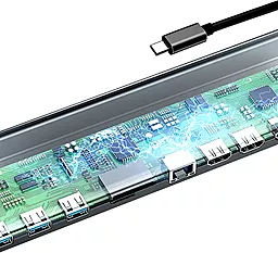Мультипортовий USB-A хаб Baseus Enjoyment Series USB-C 11 in 1 Adapter Space Grey (CATSX-G0G) - мініатюра 3