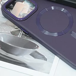 Чехол Epik Bonbon Leather Metal Style with MagSafe для Apple iPhone 15 Plus Dark Purple - миниатюра 2