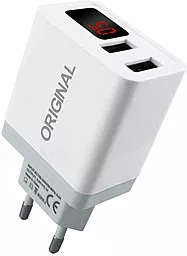 Мережевий зарядний пристрій XoKo 3.1a 2xUSB-A ports charger white (WС-350-WHT)