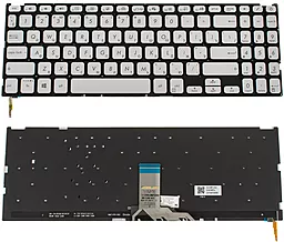Клавиатура для ноутбука Asus X509 series с подсветкой клавиш без рамки Silver