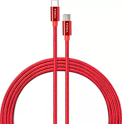 USB PD Кабель Vinga Nylon 60W USB Type-C - Type-C Cable Red (VCDCCCM531)