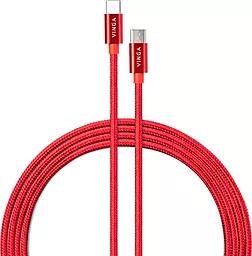 Кабель Vinga Nylon USB Type-C - Type-C 60w 3a 1м PD cable Red (VCDCCCM531) - фото Кабель Vinga Nylon USB Type-C - Type-C 60w 3a 1м PD cable Red (VCDCCCM531)