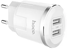 Сетевое зарядное устройство Hoco C38A 2.4a 2xUSB-A ports charger white - фото Сетевое зарядное устройство Hoco C38A 2.4a 2xUSB-A ports charger white