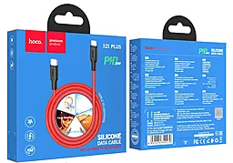 Кабель Hoco X21 Plus Silicone USB Type-C - Lightning 20w 3a 1м PD сable Red - мініатюра 4 Кабель Hoco X21 Plus Silicone USB Type-C - Lightning 20w 3a 1м PD сable Red - мініатюра 4