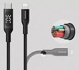 USB Кабель Momax Elitelink LED Display 1.2M 30W USB Type-C - Lightning Cable Black (DL52D) - мініатюра 5