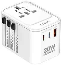 Мережевий зарядний пристрій LDNio Z9 20w 2xUSB-C/USB-A ports charger + Socket white - фото Мережевий зарядний пристрій LDNio Z9 20w 2xUSB-C/USB-A ports charger + Socket white