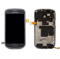 Дисплей Samsung Galaxy S3 mini I8190 з тачскріном і рамкою, оригінал, Grey