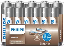 Батарейки Philips Entry Alkaline 10xAA+6xAAA (LR036A16F/10) - фото Батарейки Philips Entry Alkaline 10xAA+6xAAA (LR036A16F/10)