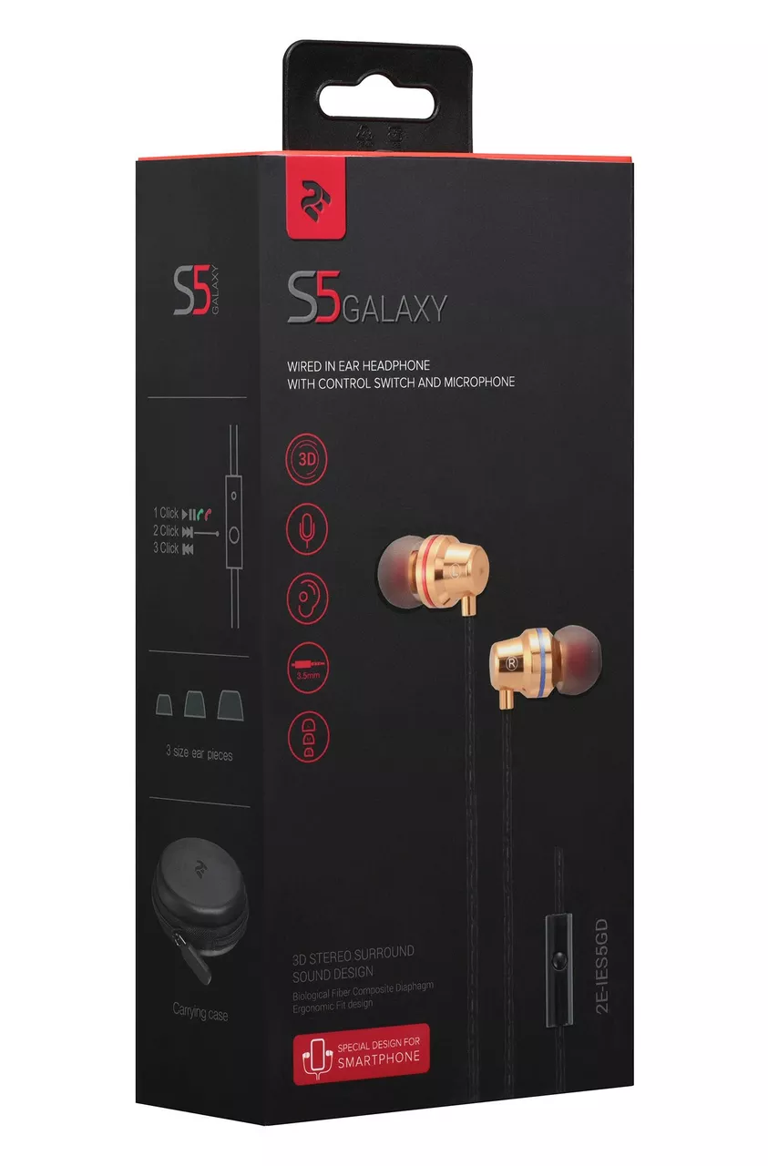 Наушники 2E S5 Galaxy Mic Gold (2E-IES5GD) - фото 3